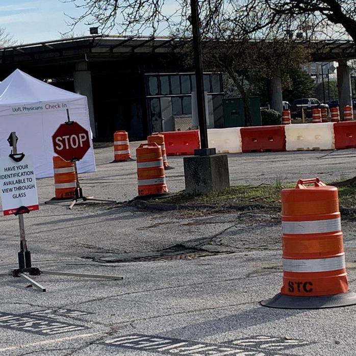 U of L Health COVID-19 downtown Louisville drive-thru testing